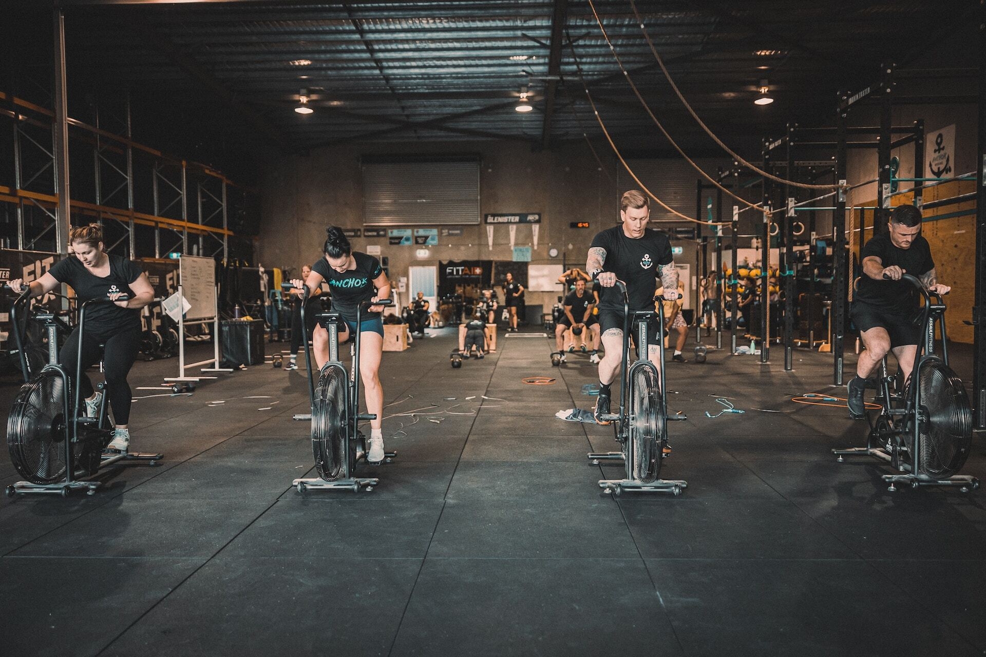 people exercising in a gym